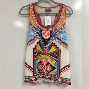 0338 Flying Tomato Tribal Boho Vibrant Aztec Print Festival Sleeveless Shirt